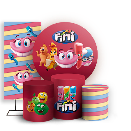 Capas Painel Redondo Trio Cilindro e Faixa Lateral Sublimado - Doces Fini