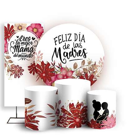Capas Painel Redondo Trio Cilindro e Faixa Lateral Sublimado - Dia de la Madre