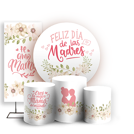 Capas Painel Redondo Trio Cilindro e Faixa Lateral Sublimado - Dia de la Madre