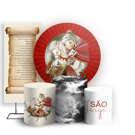 Capas Painel Redondo Trio Cilindro e Faixa Lateral Sublimado - São Jorge