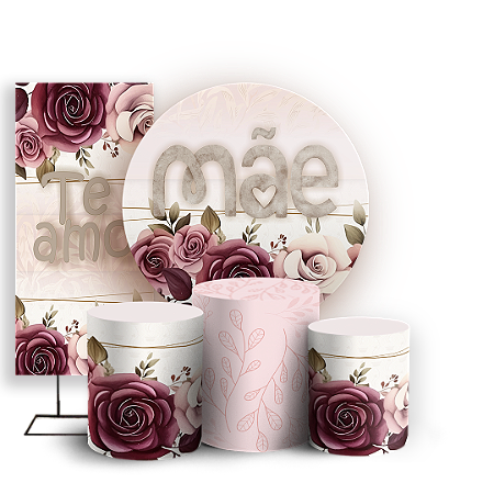 Capas Painel Redondo Trio Cilindro e Faixa Lateral Sublimado - Dia Das Mães