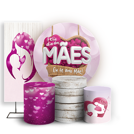 Capas Painel Redondo Trio Cilindro e Faixa Lateral Sublimado - Dia Das Mães