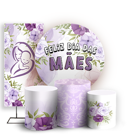 Capas Painel Redondo Trio Cilindro e Faixa Lateral Sublimado - Dia Das Mães