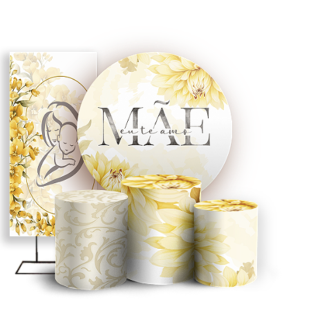 Capas Painel Redondo Trio Cilindro e Faixa Lateral Sublimado - Dia Das Mães