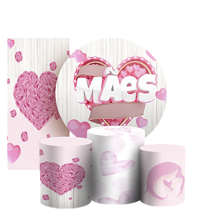 Capas Painel Redondo Trio Cilindro e Faixa Lateral Sublimado - Dia Das Mães