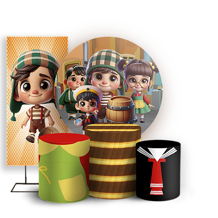 Capas Painel Redondo Trio Cilindro e Faixa Lateral Sublimado - Chaves