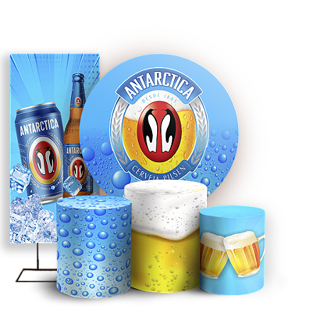 Capas Painel Redondo Trio Cilindro e Faixa Lateral Sublimado - Cerveja