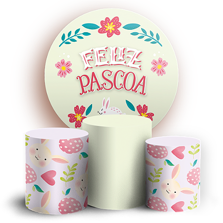 Capas Painel Redondo e Trio Cilindro Sublimado - Pascoa