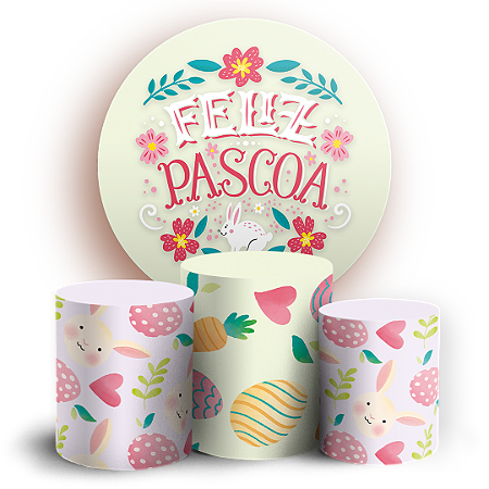 Capas Painel Redondo e Trio Cilindro Sublimado - Pascoa