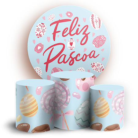 Capas Painel Redondo e Trio Cilindro Sublimado - Pascoa