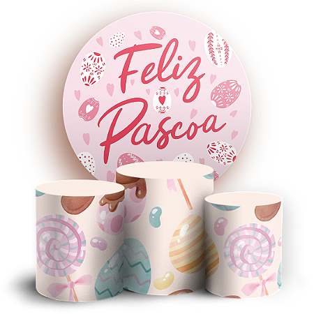 Capas Painel Redondo e Trio Cilindro Sublimado - Pascoa