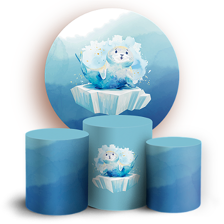 Capas Painel Redondo e Trio Cilindro Sublimado - Fundo Do Mar