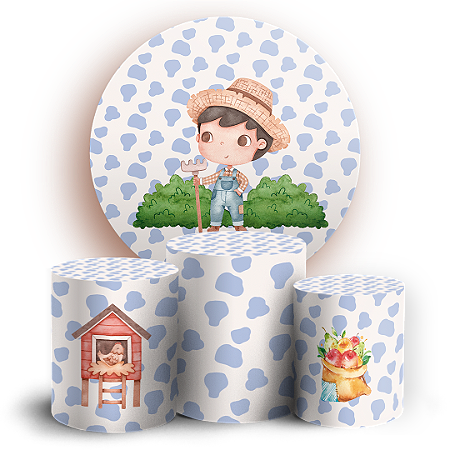 Capas Painel Redondo e Trio Cilindro Sublimado - Fazendinha