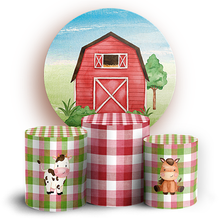 Capas Painel Redondo e Trio Cilindro Sublimado - Fazendinha