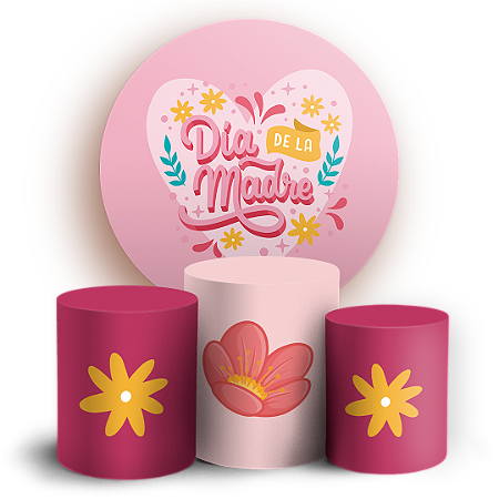 Capas Painel Redondo e Trio Cilindro Sublimado - Dia Das Mães