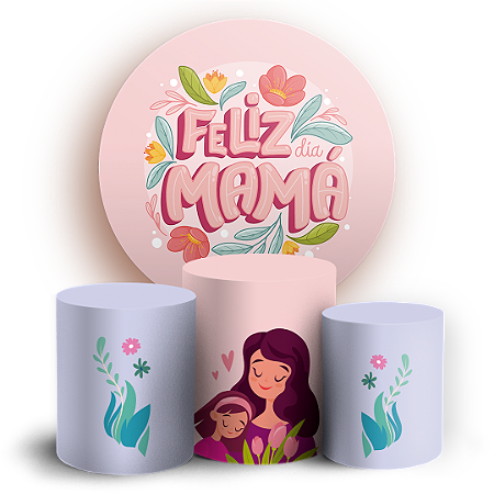 Capas Painel Redondo e Trio Cilindro Sublimado - Dia Das Mães