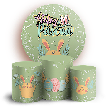 Capas Painel Redondo e Trio Cilindro Sublimado - Páscoa