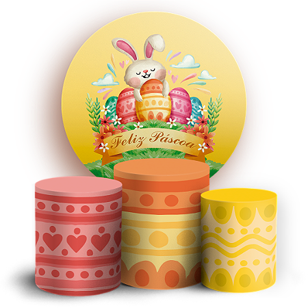 Capas Painel Redondo e Trio Cilindro Sublimado - Páscoa
