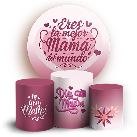 Capas Painel Redondo e Trio Cilindro Sublimado - Dia de la Madre