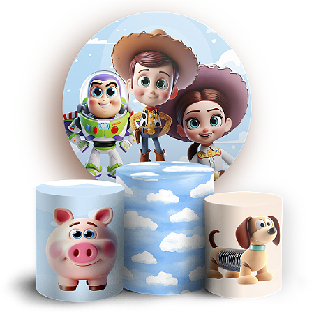 Capas Painel Redondo e Trio Cilindro Sublimado - Toy Story