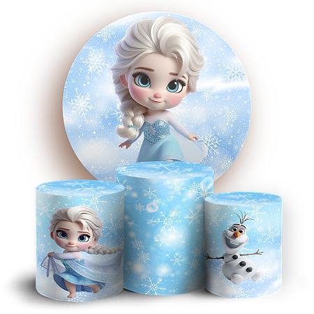 Capas Painel Redondo e Trio Cilindro Sublimado - Frozen