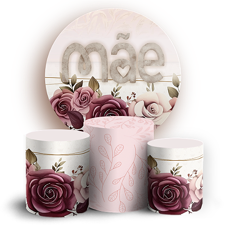 Capas Painel Redondo e Trio Cilindro Sublimado - Dia Das Mães