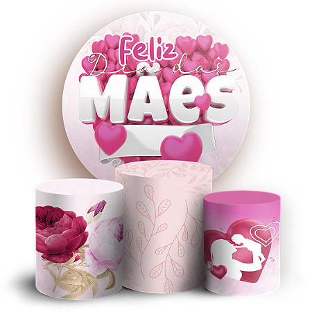 Capas Painel Redondo e Trio Cilindro Sublimado - Dia Das Mães