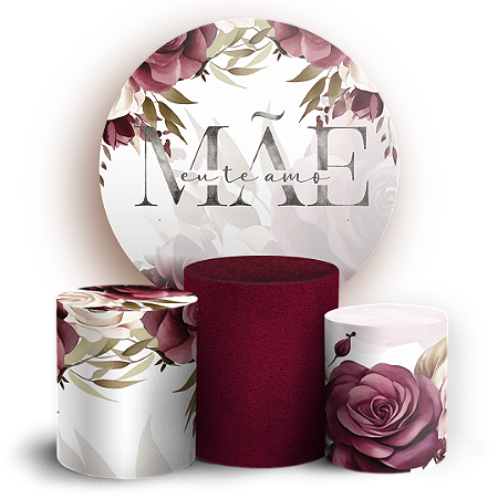 Capas Painel Redondo e Trio Cilindro Sublimado - Dia Das Mães