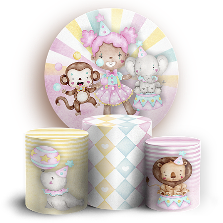 Capas Painel Redondo e Trio Cilindro Sublimado - Circo