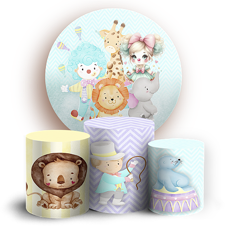 Capas Painel Redondo e Trio Cilindro Sublimado - Circo