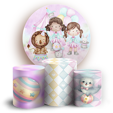 Capas Painel Redondo e Trio Cilindro Sublimado - Circo