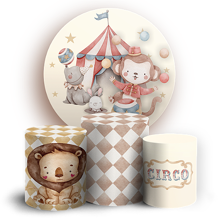 Capas Painel Redondo e Trio Cilindro Sublimado - Circo