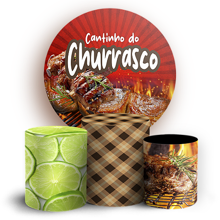 Capas Painel Redondo e Trio Cilindro Sublimado - Churrasco