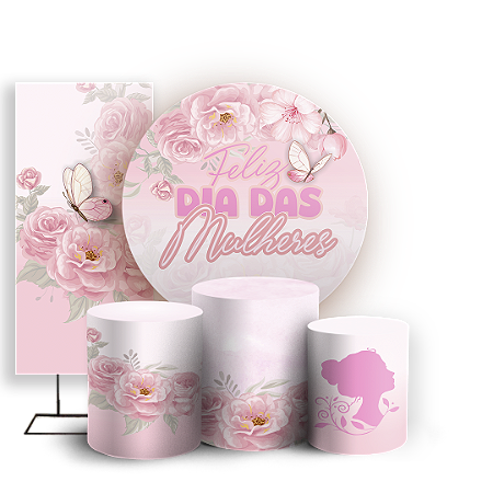 Capas Painel Redondo Trio Cilindro e Faixa Lateral Sublimado - Dia Das Mulheres