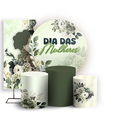 Capas Painel Redondo Trio Cilindro e Faixa Lateral Sublimado - Dia Das Mulheres