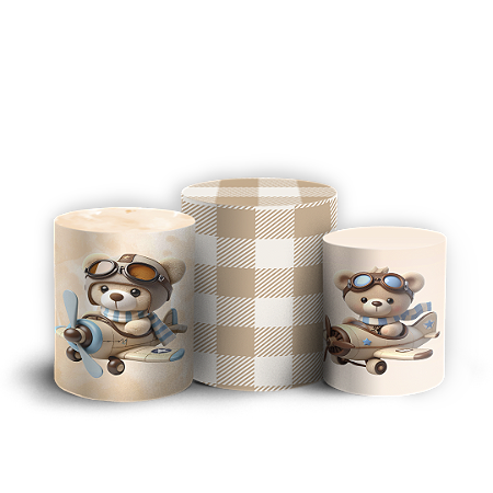 Capas Trio Cilindro Sublimado Vest Facil - Ursinho Baloeiro