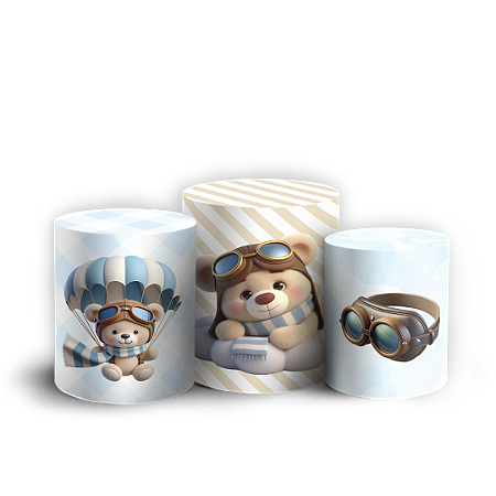 Capas Trio Cilindro Sublimado Vest Facil - Ursinho Baloeiro