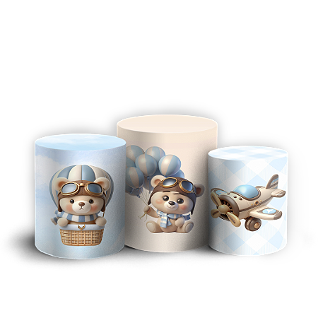 Capas Trio Cilindro Sublimado Vest Facil - Ursinho Baloeiro