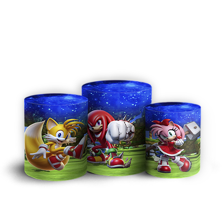 Capas Trio Cilindro Sublimado Vest Facil - Sonic