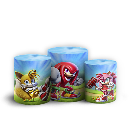 Capas Trio Cilindro Sublimado Vest Facil - Sonic