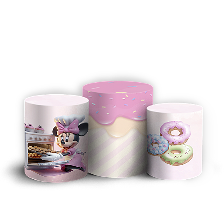 Capas Trio Cilindro Sublimado Vest Facil - Minnie Confeiteira