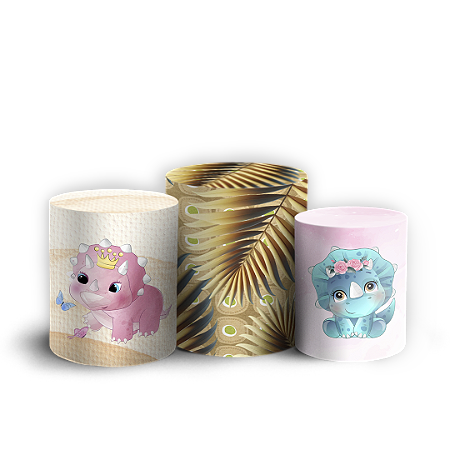 Capas Trio Cilindro Sublimado Vest Facil - Dinossauro