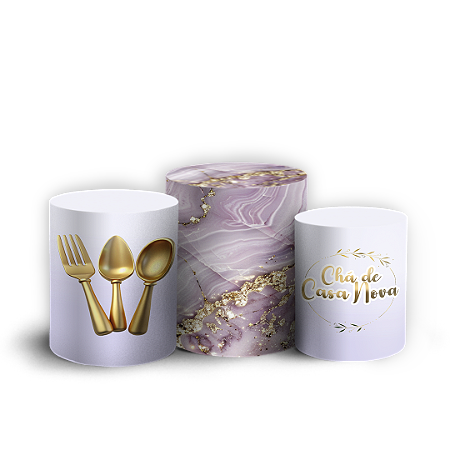 Capas Trio Cilindro Sublimado Vest Facil - Chá De Casa Nova