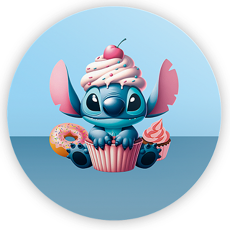 Capa Painel Redondo Sublimado - Stitch Confeitaria