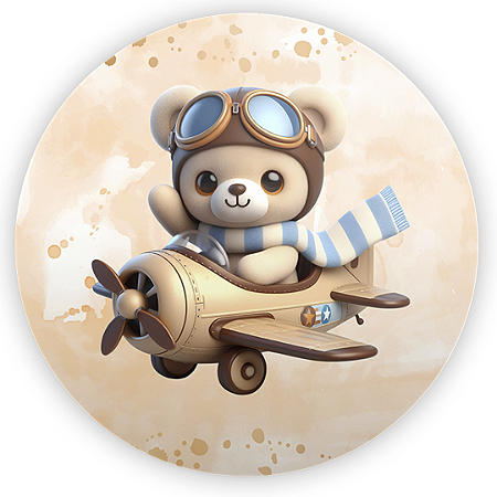 Capa Painel Redondo Sublimado - Ursinho Baloeiro