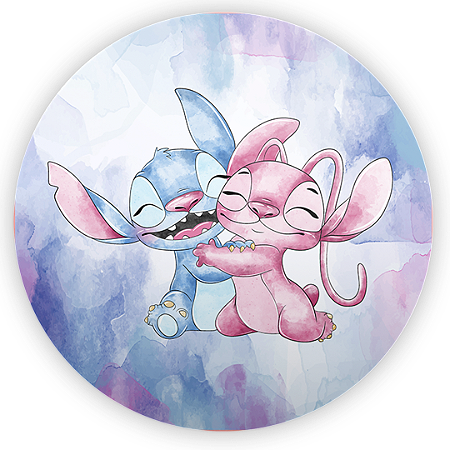 Capa Painel Redondo Sublimado - Lilo Stitch Angel