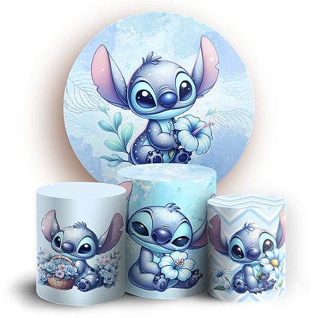 Capas Painel Redondo e Trio Cilindro Sublimado - Stitch