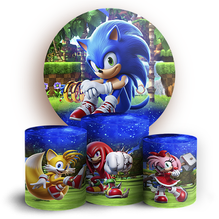 Capas Painel Redondo e Trio Cilindro Sublimado - Sonic
