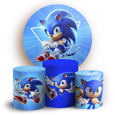 Capas Painel Redondo e Trio Cilindro Sublimado - Sonic
