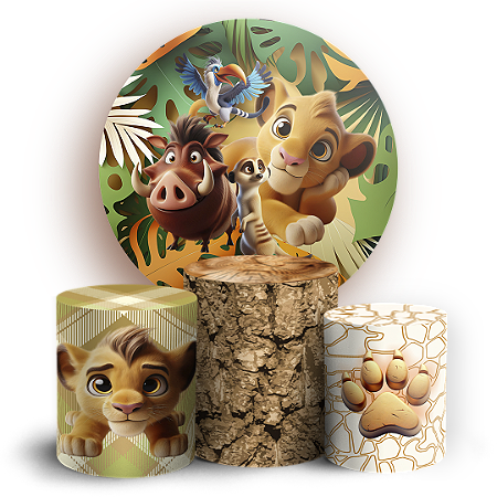 Capas Painel Redondo e Trio Cilindro Sublimado - Rei Leão